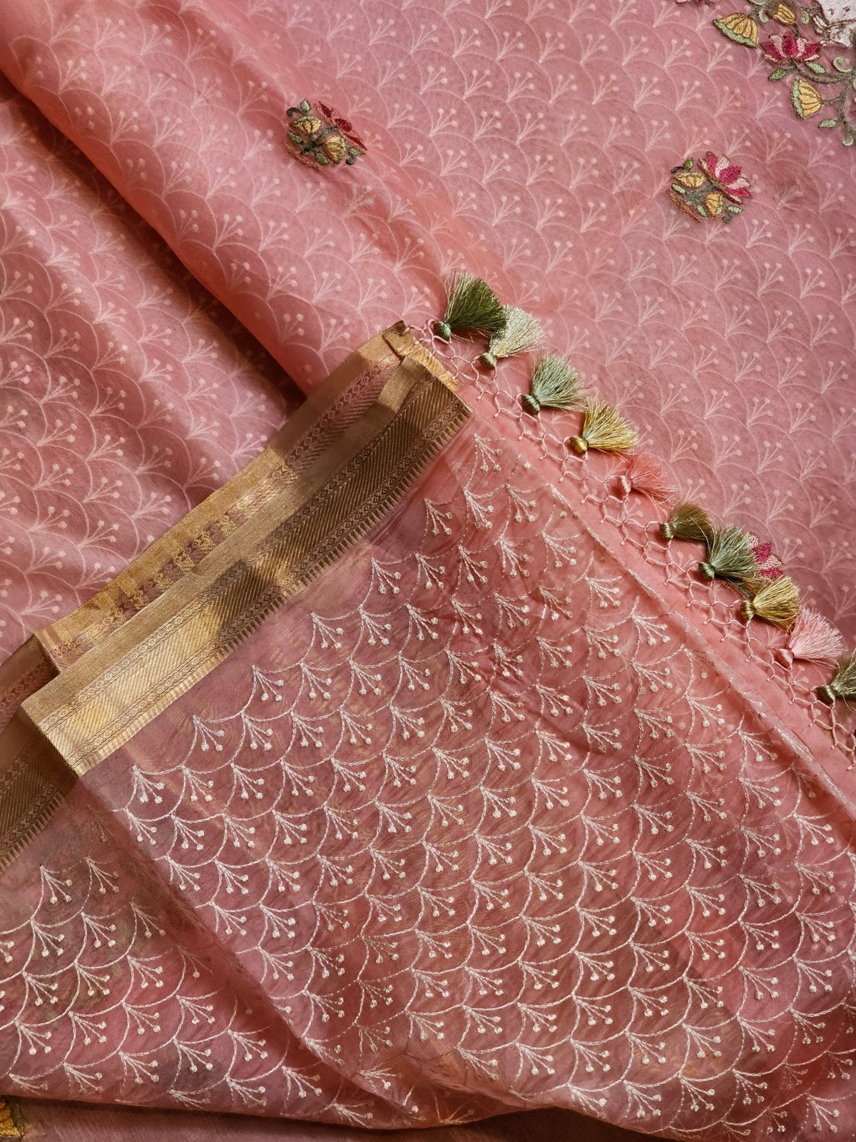 Pure Organza Silk Pichwai Embroidery Saree - additional detail view