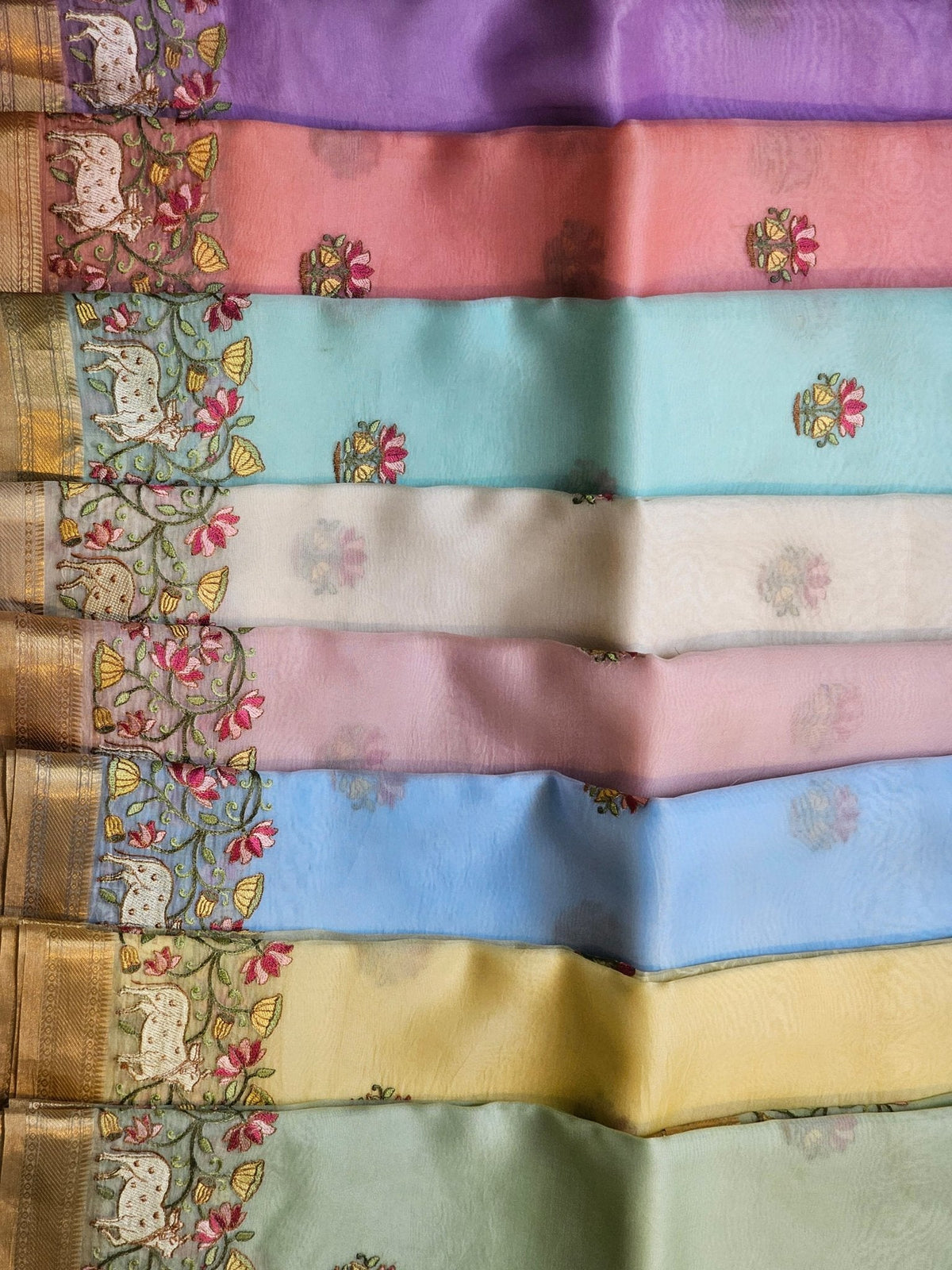 Pure Organza Silk Pichwai Embroidery Saree - back pallu drape view