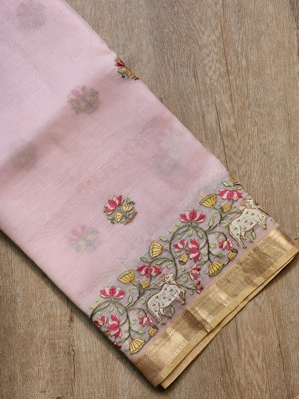 Pure Organza Silk Pichwai Embroidery Saree - final look styled