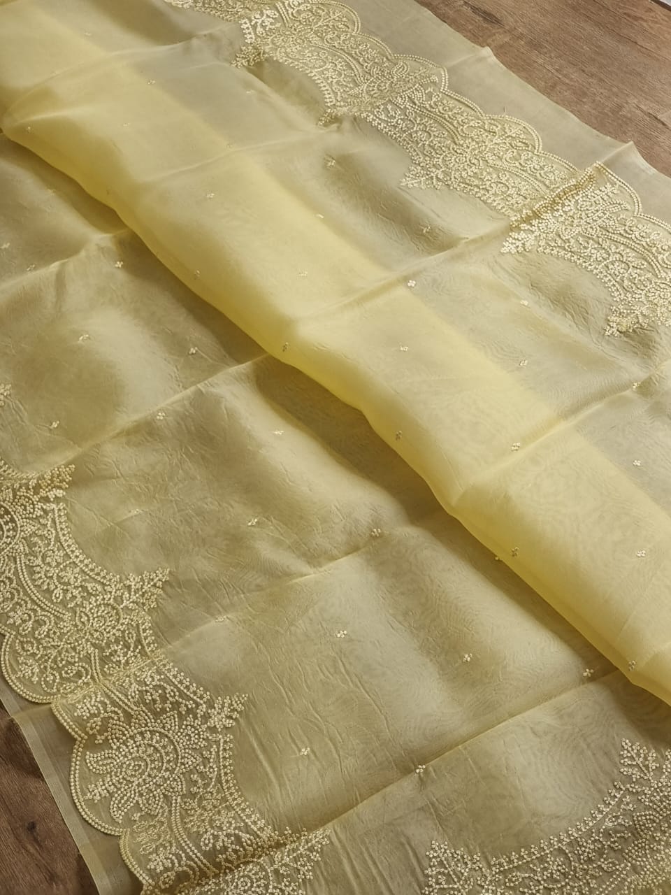 Pure Organza Silk Torani Pearl Border Saree - Nudepink shade