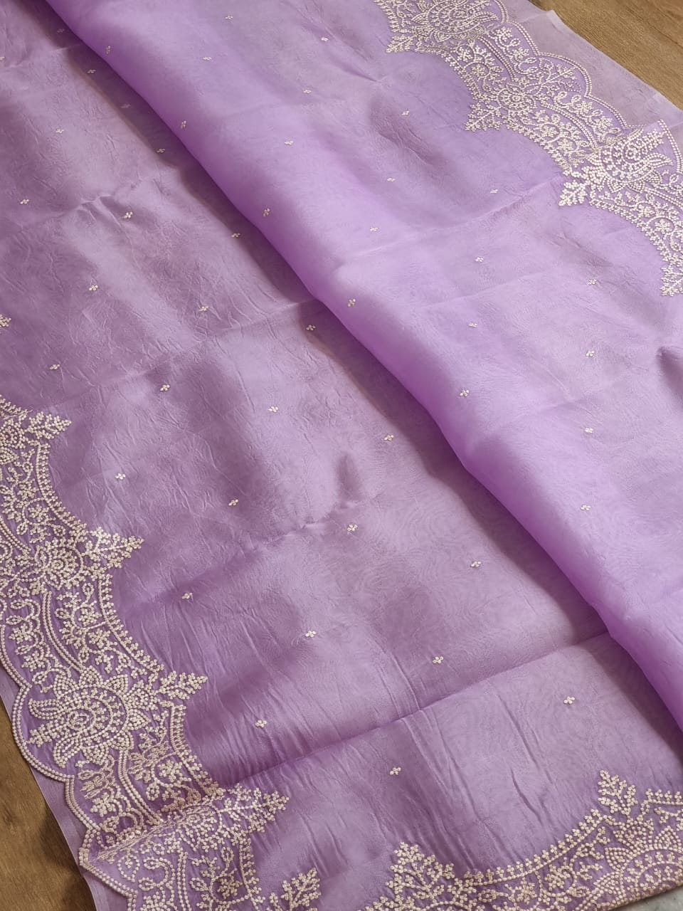 Pure Organza Silk Torani Pearl Border Saree - Offwhite shade