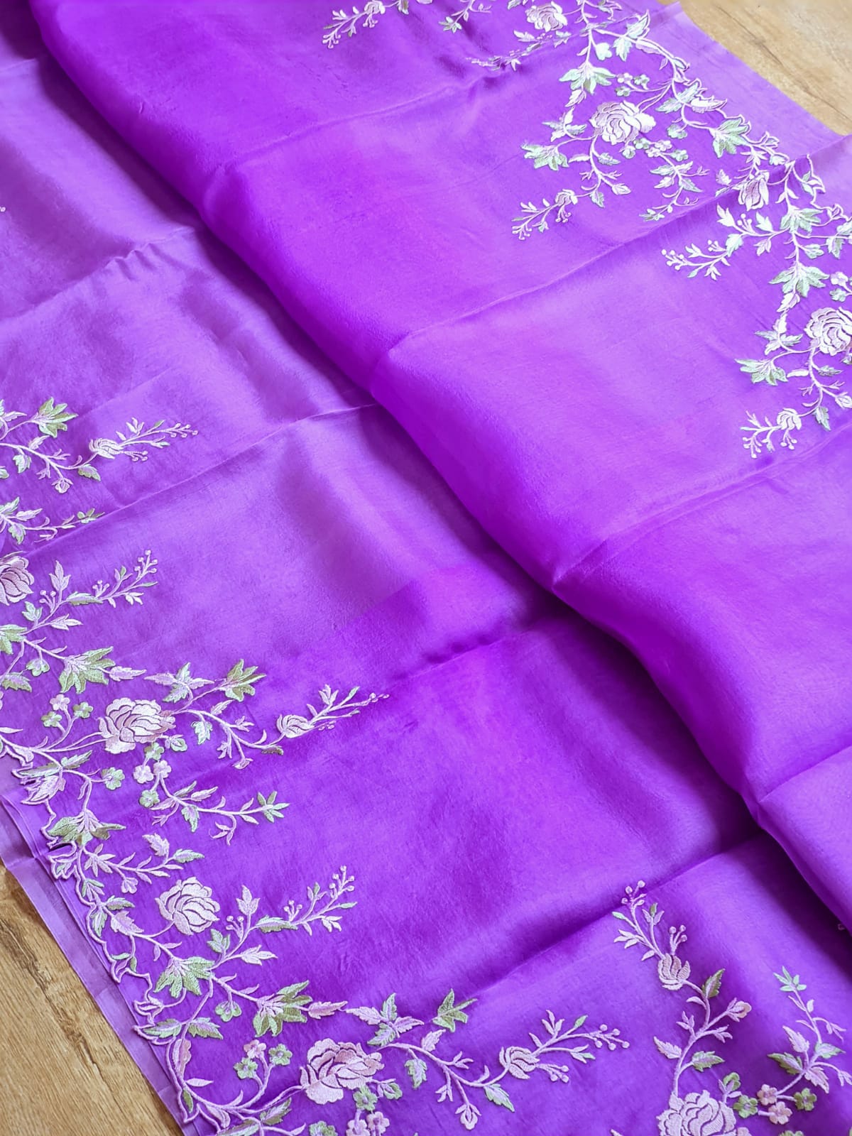 Pure Organza Silk Tilfy Embroidery Saree - styled full look