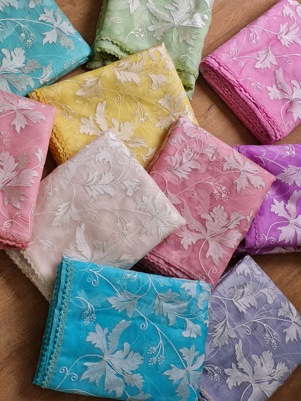 Pure organza silk Velvet Chikankari Saree with Velvet lace and heavy blouse - Resham Wala