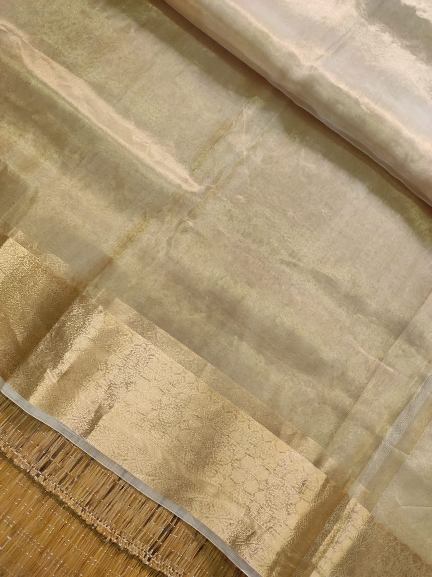 Pure Tissue Organza Silk Banarasi Border Saree - border detail