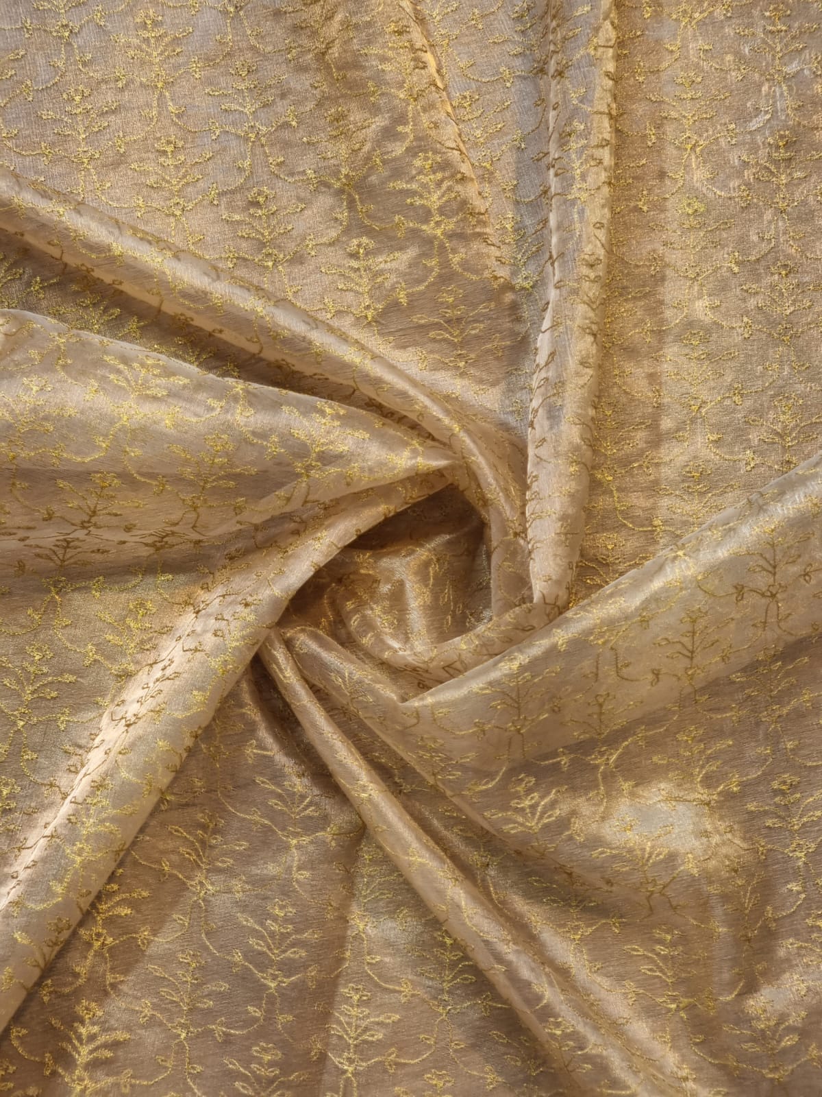 Petit Point Embroidered Tissue Silk Saree with Banarasi Border - Resham Wala