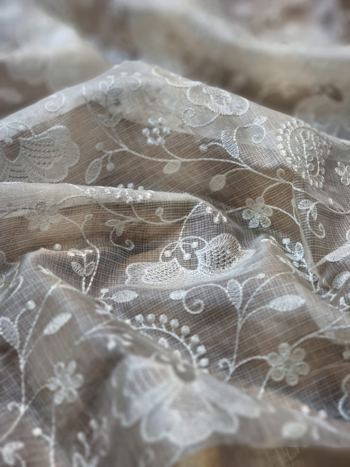 Pure Tussar Kota Silk Chikankari Double Ghiccha Saree - styled full look